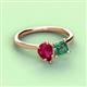 3 - Zoya Pear Shape Ruby & Princess Shape Lab Created Alexandrite 2 Stone Duo Ring 