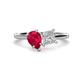 1 - Zoya Pear Shape Ruby & Princess Shape Forever One Moissanite 2 Stone Duo Ring 
