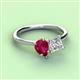 3 - Zoya Pear Shape Ruby & Princess Shape Forever One Moissanite 2 Stone Duo Ring 