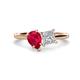 1 - Zoya Pear Shape Ruby & Princess Shape Forever One Moissanite 2 Stone Duo Ring 