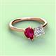 3 - Zoya Pear Shape Ruby & Princess Shape Forever One Moissanite 2 Stone Duo Ring 