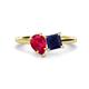 1 - Zoya Pear Shape Ruby & Princess Shape Lab Created Blue Sapphire 2 Stone Duo Ring 