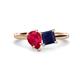 1 - Zoya Pear Shape Ruby & Princess Shape Lab Created Blue Sapphire 2 Stone Duo Ring 