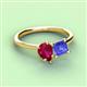 3 - Zoya Pear Shape Ruby & Princess Shape Tanzanite 2 Stone Duo Ring 