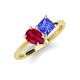 4 - Zoya Pear Shape Ruby & Princess Shape Tanzanite 2 Stone Duo Ring 