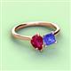 3 - Zoya Pear Shape Ruby & Princess Shape Tanzanite 2 Stone Duo Ring 