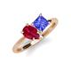 4 - Zoya Pear Shape Ruby & Princess Shape Tanzanite 2 Stone Duo Ring 