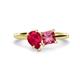 1 - Zoya Pear Shape Ruby & Princess Shape Pink Tourmaline 2 Stone Duo Ring 