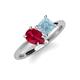 4 - Zoya Pear Shape Ruby & Princess Shape Aquamarine 2 Stone Duo Ring 