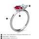 5 - Zoya Pear Shape Ruby & Princess Shape Aquamarine 2 Stone Duo Ring 
