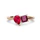 1 - Zoya Pear Shape Ruby & Princess Shape Rhodolite Garnet 2 Stone Duo Ring 