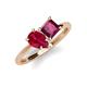 4 - Zoya Pear Shape Ruby & Princess Shape Rhodolite Garnet 2 Stone Duo Ring 
