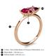 5 - Zoya Pear Shape Ruby & Princess Shape Rhodolite Garnet 2 Stone Duo Ring 