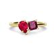 1 - Zoya Pear Shape Ruby & Princess Shape Rhodolite Garnet 2 Stone Duo Ring 