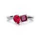 1 - Zoya Pear Shape Ruby & Princess Shape Rhodolite Garnet 2 Stone Duo Ring 