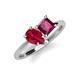 4 - Zoya Pear Shape Ruby & Princess Shape Rhodolite Garnet 2 Stone Duo Ring 