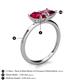 5 - Zoya Pear Shape Ruby & Princess Shape Rhodolite Garnet 2 Stone Duo Ring 