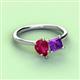 3 - Zoya Pear Shape Ruby & Princess Shape Amethyst 2 Stone Duo Ring 