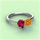 3 - Zoya Pear Shape Ruby & Princess Shape Citrine 2 Stone Duo Ring 