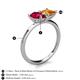 5 - Zoya Pear Shape Ruby & Princess Shape Citrine 2 Stone Duo Ring 