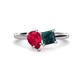 1 - Zoya Pear Shape Ruby & Princess Shape London Blue Topaz 2 Stone Duo Ring 