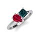 4 - Zoya Pear Shape Ruby & Princess Shape London Blue Topaz 2 Stone Duo Ring 