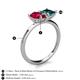 5 - Zoya Pear Shape Ruby & Princess Shape London Blue Topaz 2 Stone Duo Ring 