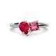 1 - Zoya Pear Shape Ruby & Princess Shape Pink Tourmaline 2 Stone Duo Ring 