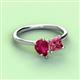 3 - Zoya Pear Shape Ruby & Princess Shape Pink Tourmaline 2 Stone Duo Ring 