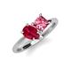 4 - Zoya Pear Shape Ruby & Princess Shape Pink Tourmaline 2 Stone Duo Ring 