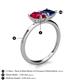 5 - Zoya Pear Shape Ruby & Princess Shape Lab Created Blue Sapphire 2 Stone Duo Ring 
