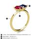 5 - Zoya Pear Shape Ruby & Princess Shape Lab Created Blue Sapphire 2 Stone Duo Ring 