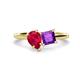 1 - Zoya Pear Shape Ruby & Princess Shape Amethyst 2 Stone Duo Ring 