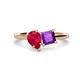 1 - Zoya Pear Shape Ruby & Princess Shape Amethyst 2 Stone Duo Ring 