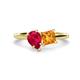 1 - Zoya Pear Shape Ruby & Princess Shape Citrine 2 Stone Duo Ring 
