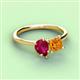 3 - Zoya Pear Shape Ruby & Princess Shape Citrine 2 Stone Duo Ring 