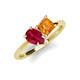 4 - Zoya Pear Shape Ruby & Princess Shape Citrine 2 Stone Duo Ring 