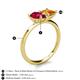 5 - Zoya Pear Shape Ruby & Princess Shape Citrine 2 Stone Duo Ring 