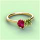 3 - Zoya Pear Shape Ruby & Princess Shape Peridot 2 Stone Duo Ring 