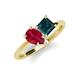 4 - Zoya Pear Shape Ruby & Princess Shape London Blue Topaz 2 Stone Duo Ring 