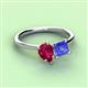 3 - Zoya Pear Shape Ruby & Princess Shape Tanzanite 2 Stone Duo Ring 