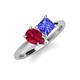 4 - Zoya Pear Shape Ruby & Princess Shape Tanzanite 2 Stone Duo Ring 