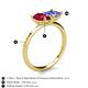 5 - Zoya Pear Shape Ruby & Princess Shape Tanzanite 2 Stone Duo Ring 