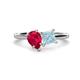 1 - Zoya Pear Shape Ruby & Princess Shape Aquamarine 2 Stone Duo Ring 