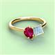 3 - Zoya Pear Shape Ruby & Princess Shape Aquamarine 2 Stone Duo Ring 