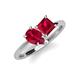 4 - Zoya Pear Shape Ruby & Princess Shape Lab Created Ruby 2 Stone Duo Ring 