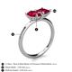 5 - Zoya Pear Shape Ruby & Princess Shape Lab Created Ruby 2 Stone Duo Ring 