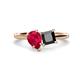 1 - Zoya Pear Shape Ruby & Princess Shape Black Diamond 2 Stone Duo Ring 