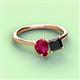 3 - Zoya Pear Shape Ruby & Princess Shape Black Diamond 2 Stone Duo Ring 