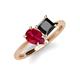 4 - Zoya Pear Shape Ruby & Princess Shape Black Diamond 2 Stone Duo Ring 